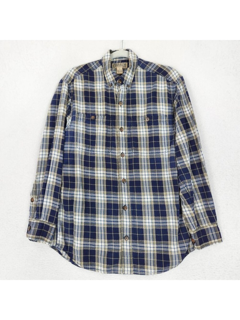 Duluth Trading Shirt Mens Small Blue Plaid Button Front Long Sleeve Cotton - Picture 1 of 9